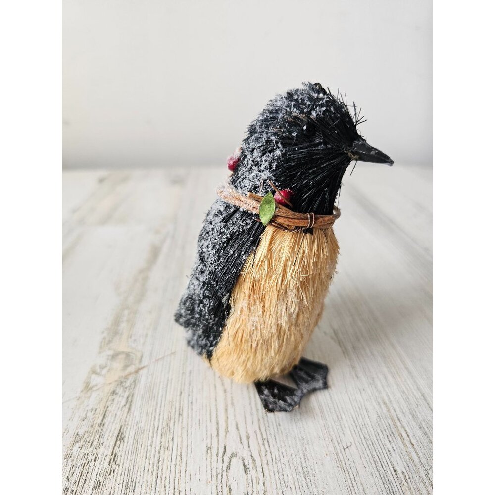 Pier 1‎ realistic penguin ornament bristle brush Xmas tree